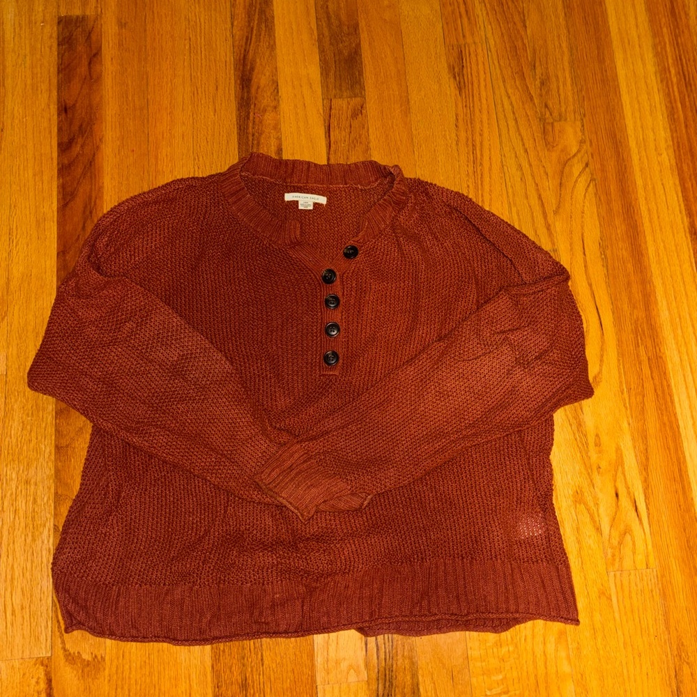 American Eagle Outfitters Brick Red Knit Cardigan